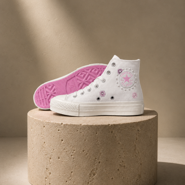 کانورس آل استار ساقدار چاک تیلور لایف صورتی سفید Converse Chuck Taylor All Star Life Pink White