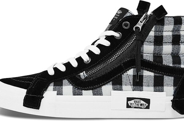 ونس ساقدار زیپی شطرنجی مشکی سفید Vans SK8HI Reissue Cap Black White